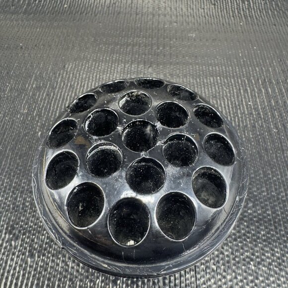 Vintage 19 Hole Flower Frog Black Glass Vintage Glassware Decorative 1980s Decor - Picture 6 of 11